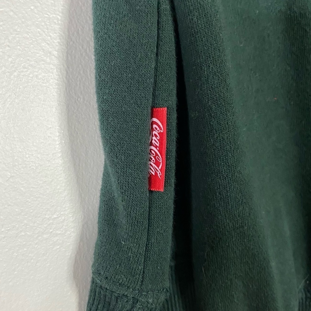 coca cola santa ugly Christmas sweater crewneck sweatshirt‎ xs dark green retro - Picture 7 of 9